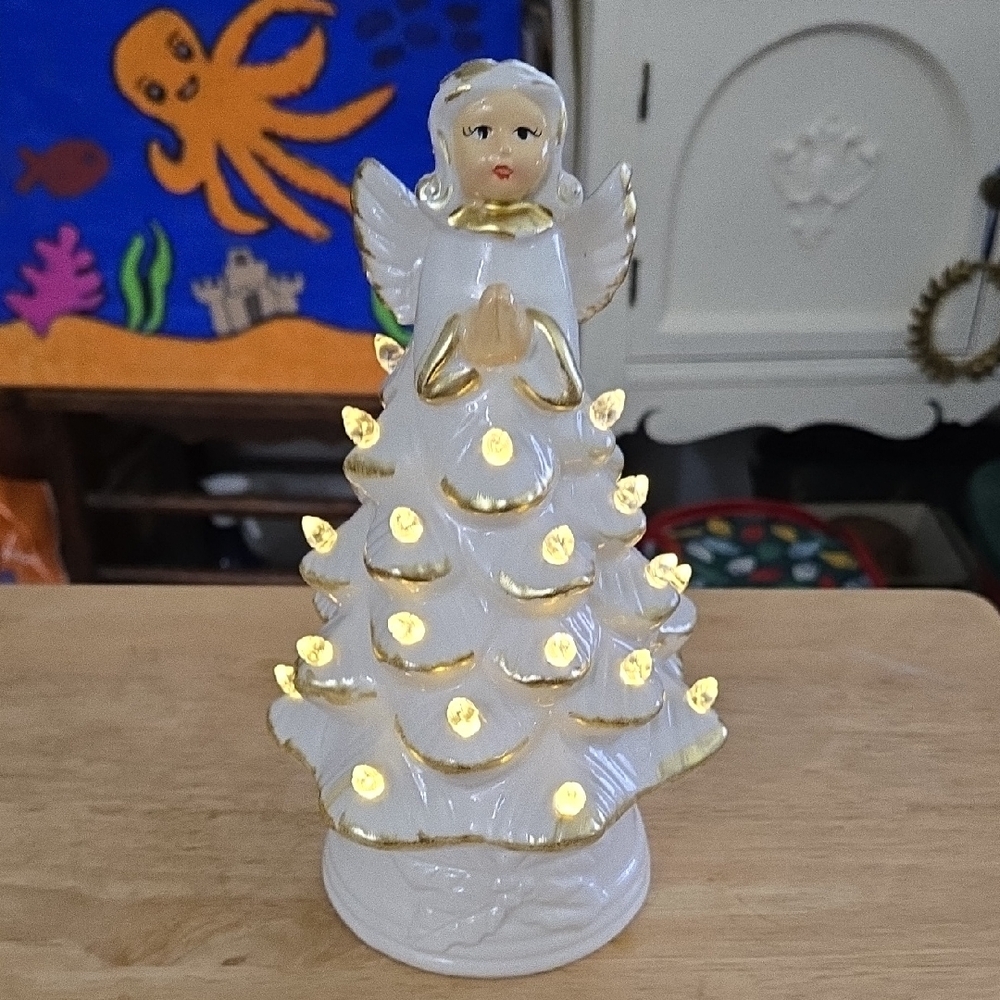 Light Up Angel Ceramic Christmas Tree